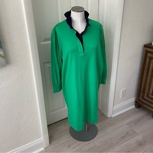 Green with navy accent T-shirt dress long sleeve size XXL NWT